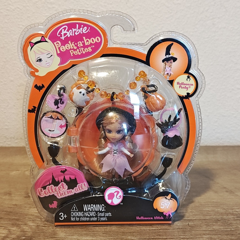Barbie Peek-a-boo Petites Doll Kids Orange Halloween Witch #57 Locket 2008
